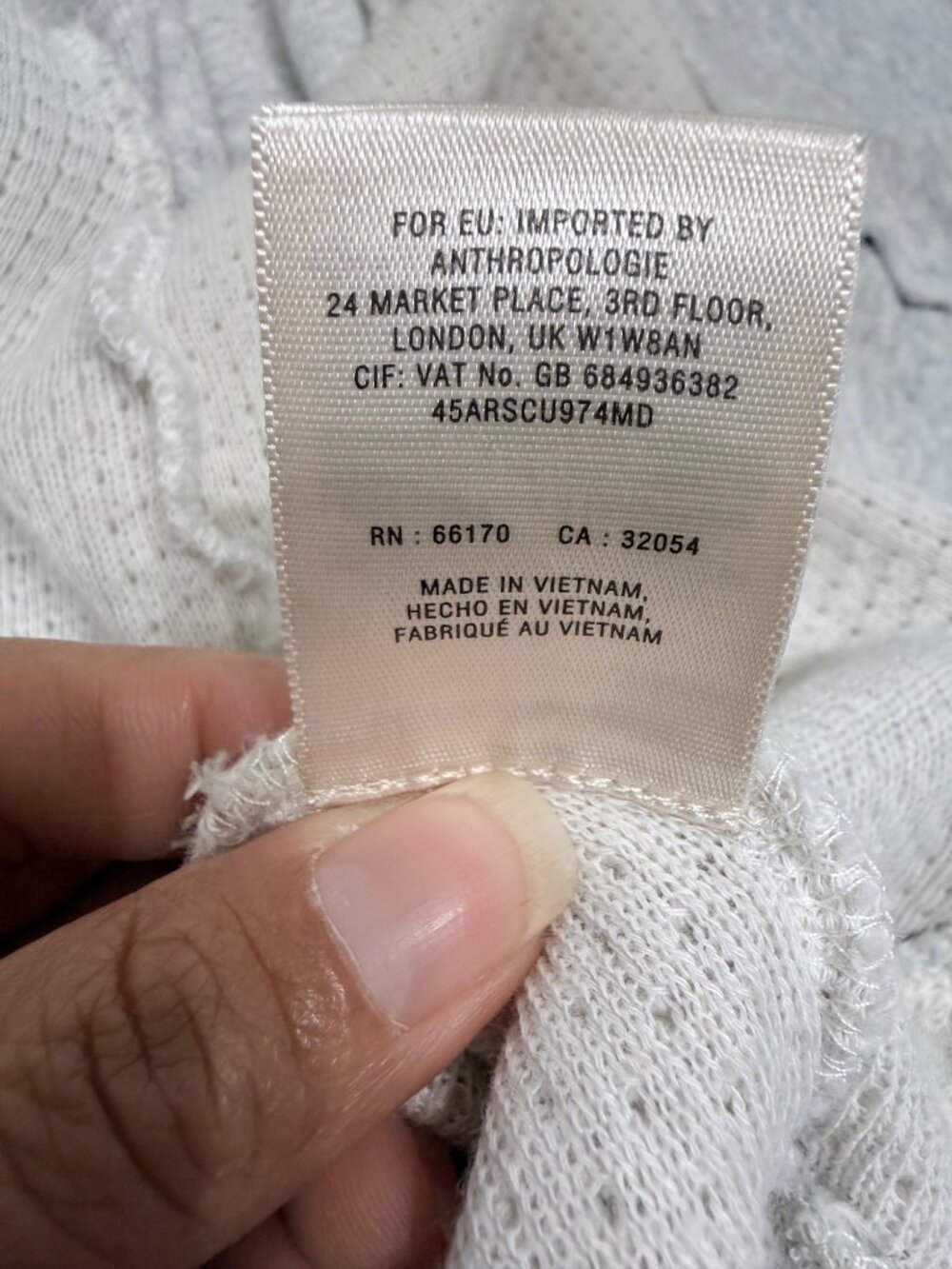 Anthropologie Women’s Lace Trim Cardigan Waffle Knit Panels Embroidered Gray M - Picture 4 of 8